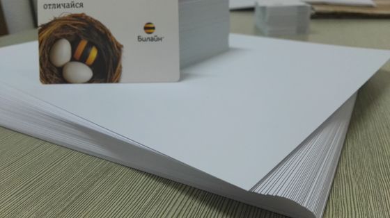 Hochauflösende Bilder Konica Digital, die PVC-Blätter für PVC-Karten-Produktion druckt
